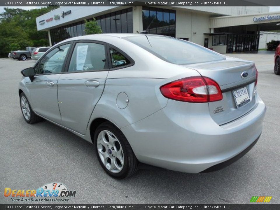 2011 Ford Fiesta SEL Sedan Ingot Silver Metallic / Charcoal Black/Blue Cloth Photo #3
