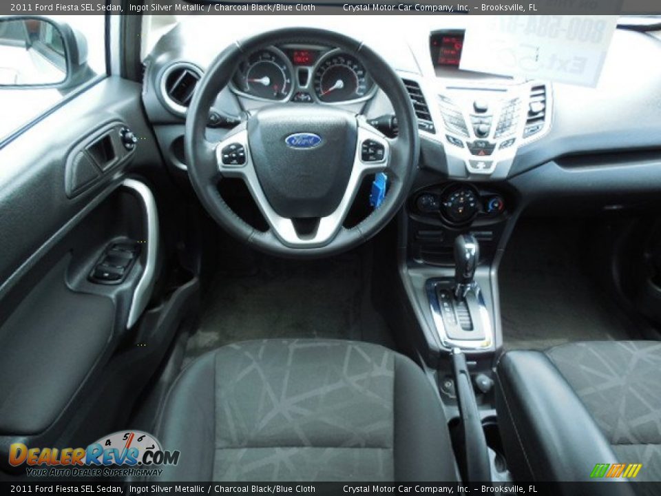 2011 Ford Fiesta SEL Sedan Ingot Silver Metallic / Charcoal Black/Blue Cloth Photo #6