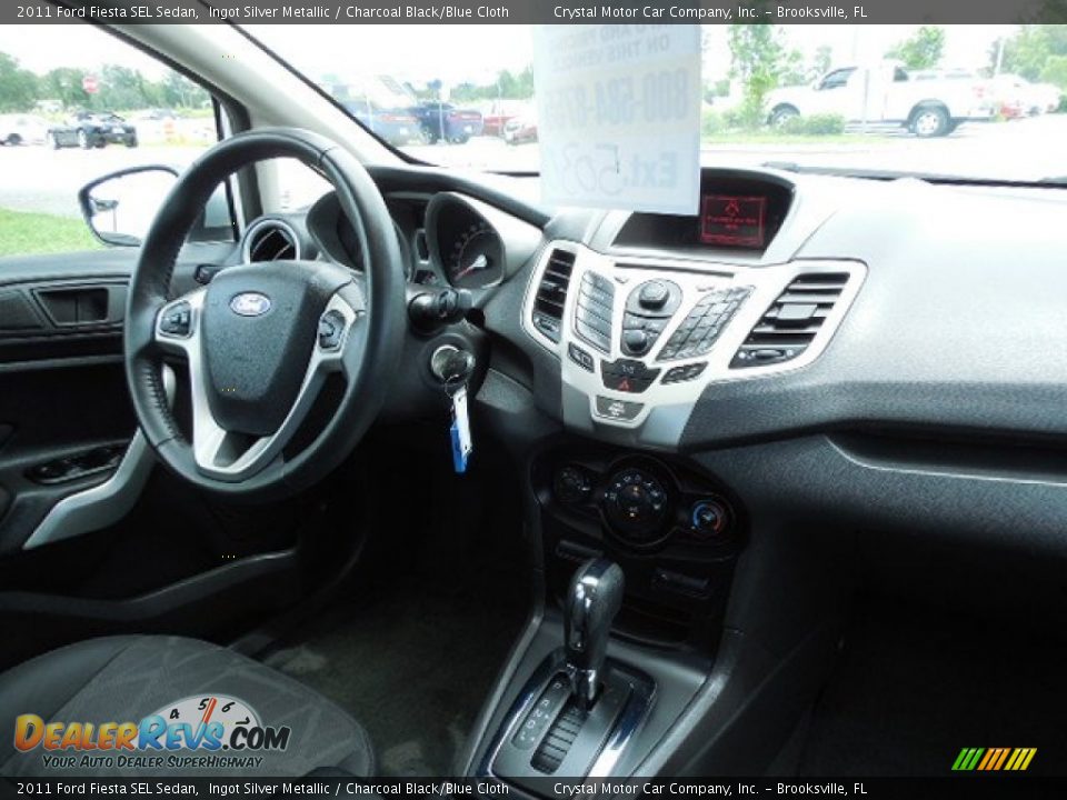 2011 Ford Fiesta SEL Sedan Ingot Silver Metallic / Charcoal Black/Blue Cloth Photo #11