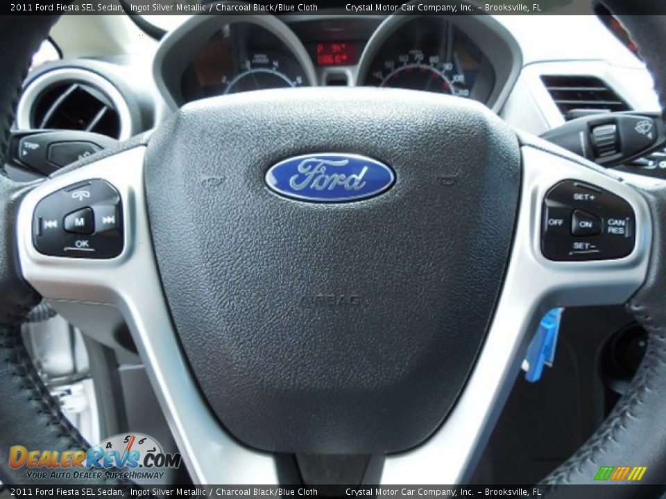 2011 Ford Fiesta SEL Sedan Ingot Silver Metallic / Charcoal Black/Blue Cloth Photo #23