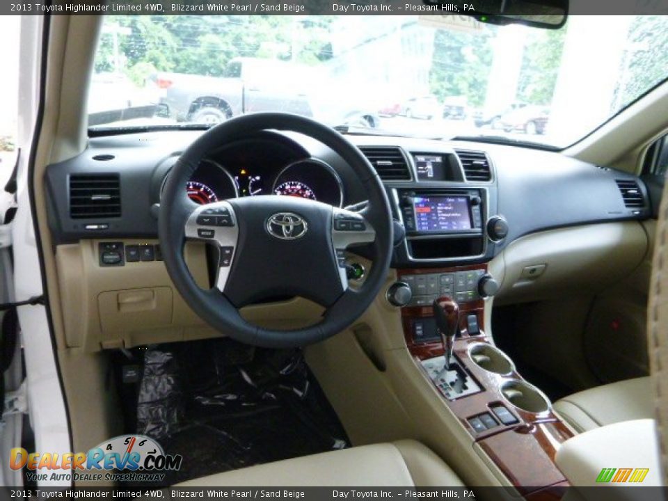 2013 Toyota Highlander Limited 4WD Blizzard White Pearl / Sand Beige Photo #14