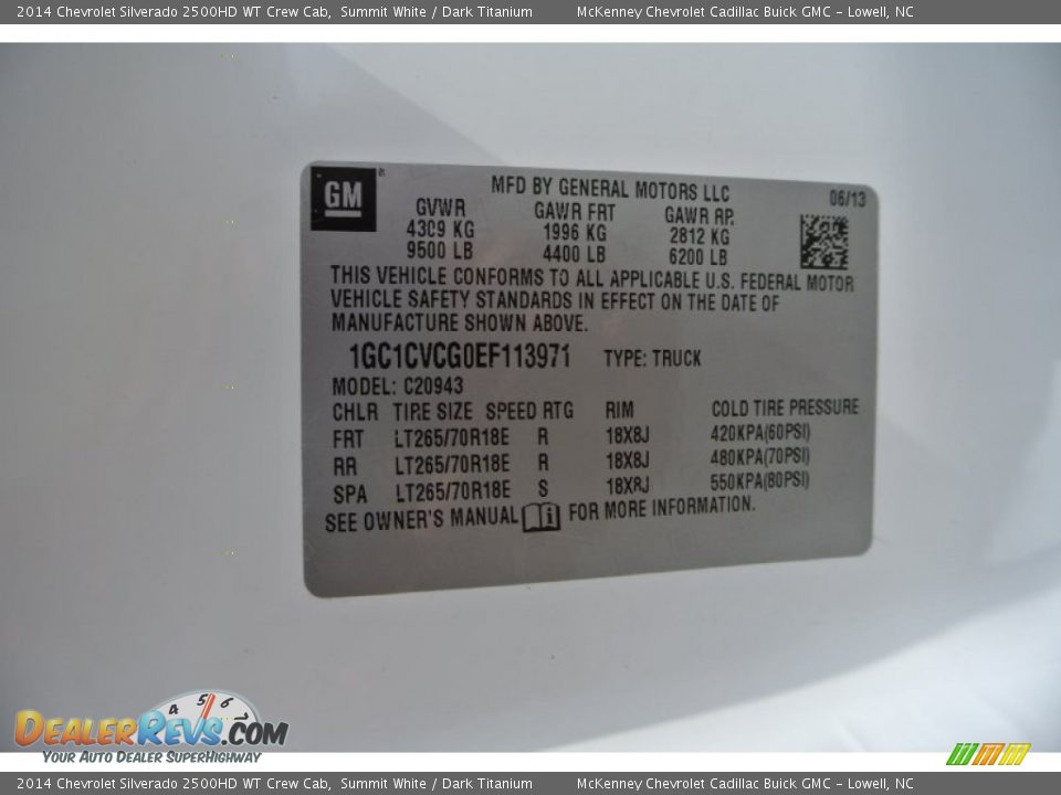 2014 Chevrolet Silverado 2500HD WT Crew Cab Summit White / Dark Titanium Photo #7