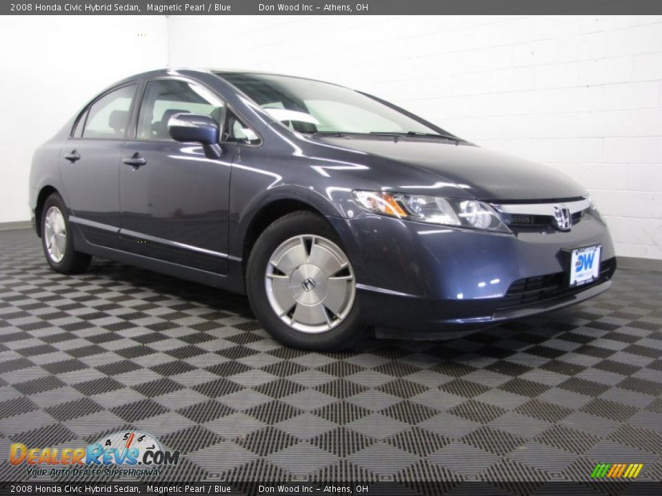 2008 Honda Civic Hybrid Sedan Magnetic Pearl / Blue Photo #1