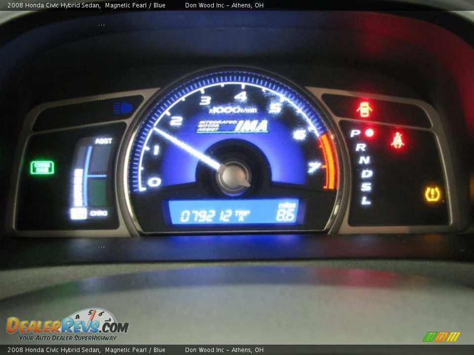 2008 Honda Civic Hybrid Sedan Magnetic Pearl / Blue Photo #21