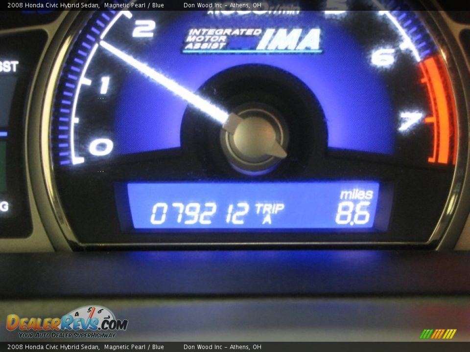 2008 Honda Civic Hybrid Sedan Magnetic Pearl / Blue Photo #22
