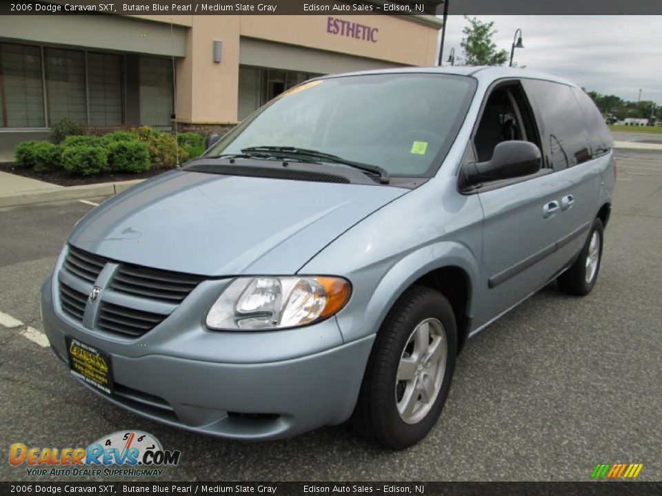 2006 Dodge Caravan SXT Butane Blue Pearl / Medium Slate Gray Photo #2