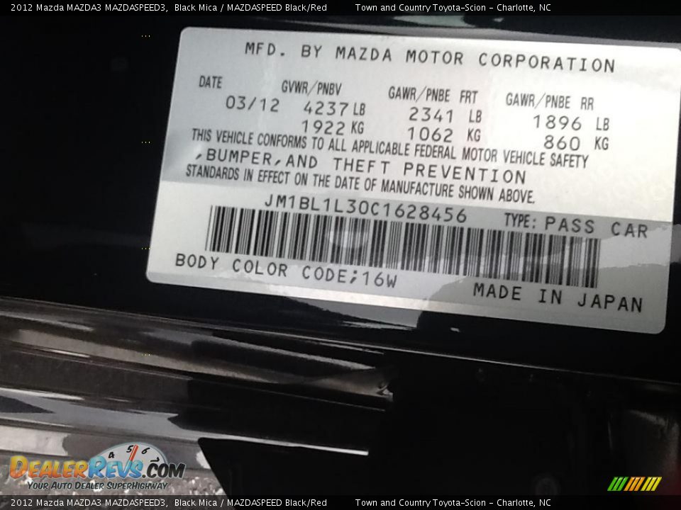2012 Mazda MAZDA3 MAZDASPEED3 Black Mica / MAZDASPEED Black/Red Photo #6