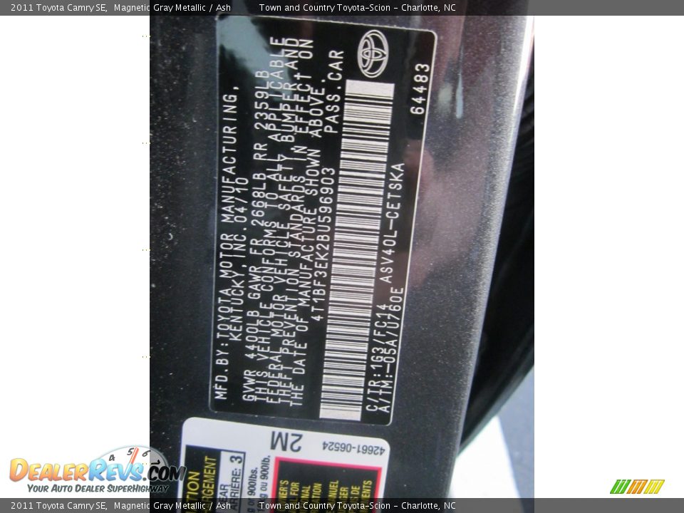 2011 Toyota Camry SE Magnetic Gray Metallic / Ash Photo #8