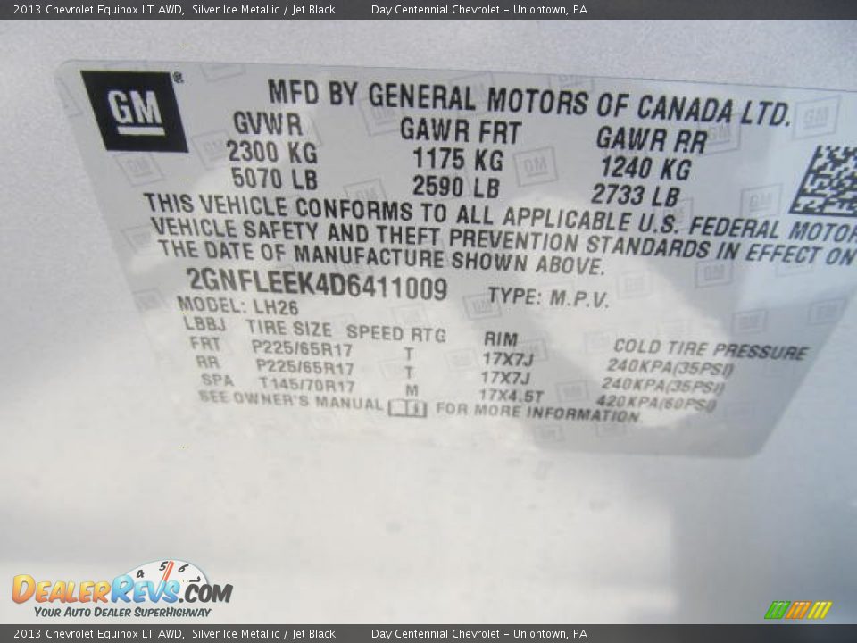 2013 Chevrolet Equinox LT AWD Silver Ice Metallic / Jet Black Photo #19