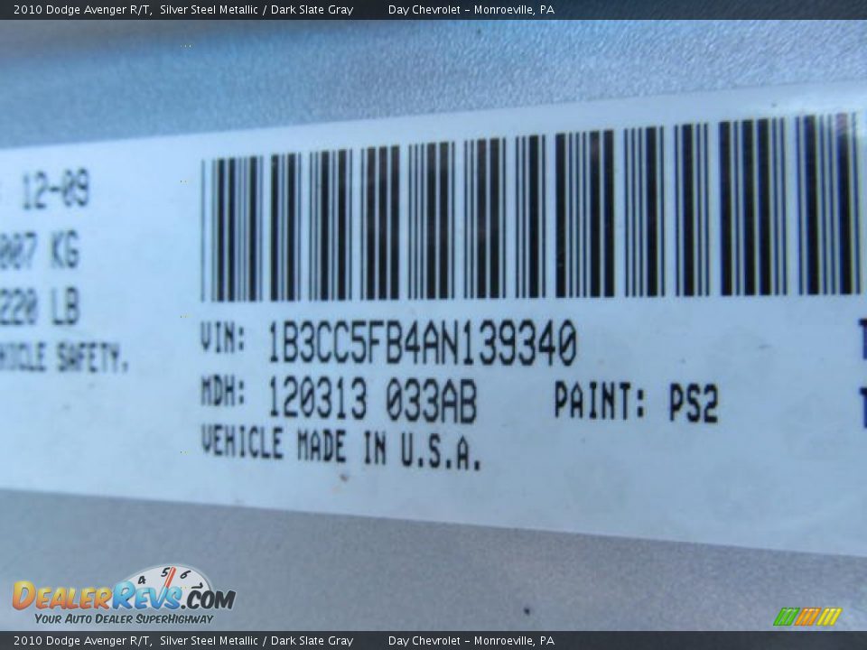 2010 Dodge Avenger R/T Silver Steel Metallic / Dark Slate Gray Photo #18