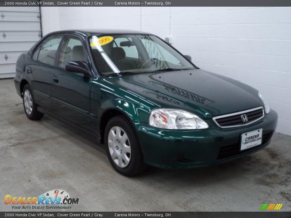2000 Honda Civic VP Sedan Clover Green Pearl / Gray Photo #9