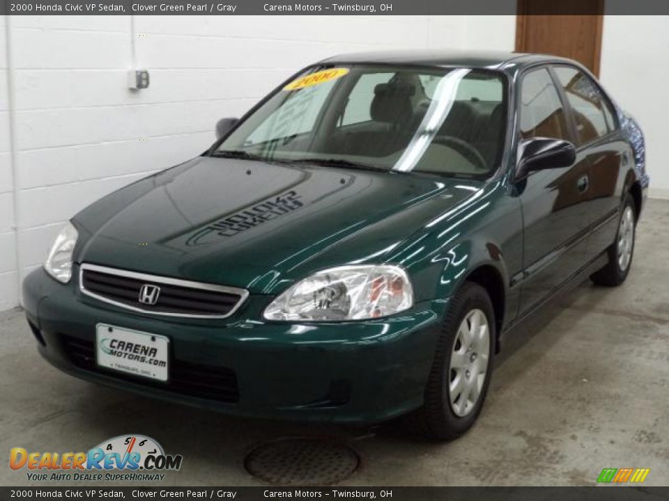 2000 Honda Civic VP Sedan Clover Green Pearl / Gray Photo #12