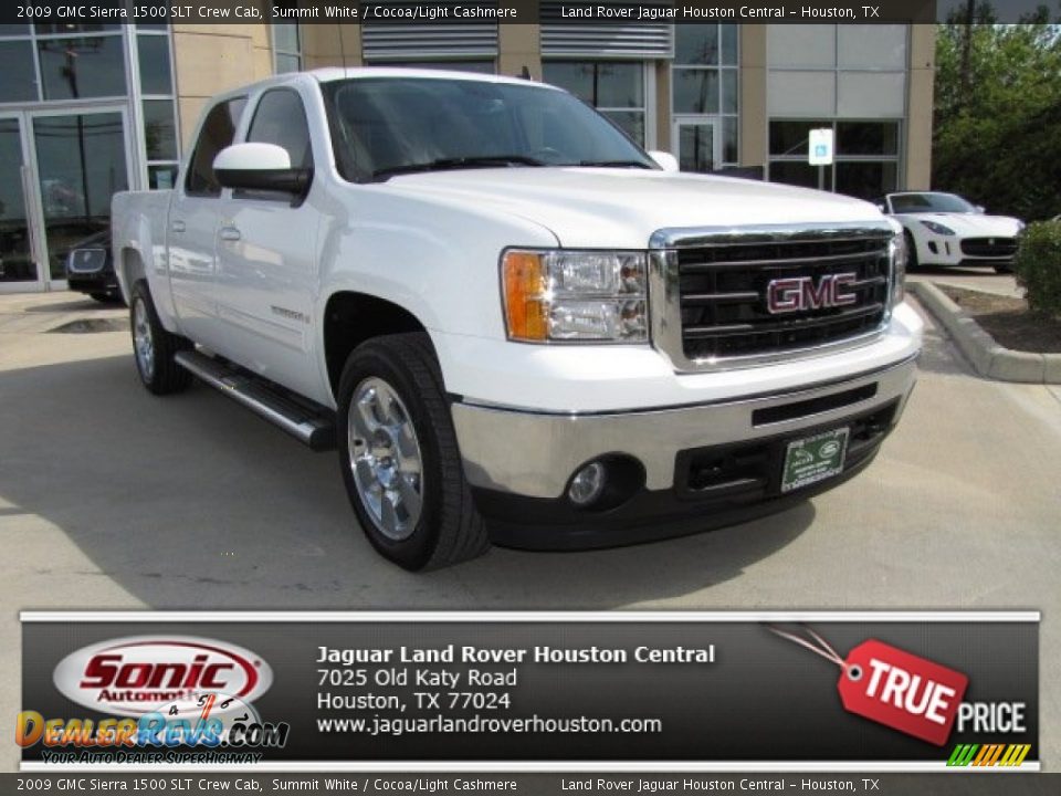 2009 GMC Sierra 1500 SLT Crew Cab Summit White / Cocoa/Light Cashmere Photo #1