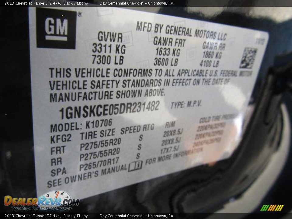 2013 Chevrolet Tahoe LTZ 4x4 Black / Ebony Photo #19