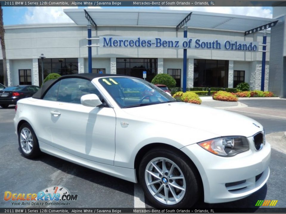 2011 BMW 1 Series 128i Convertible Alpine White / Savanna Beige Photo #1
