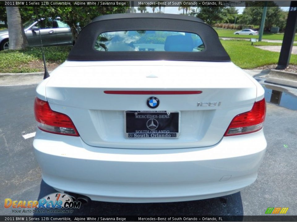 2011 BMW 1 Series 128i Convertible Alpine White / Savanna Beige Photo #6