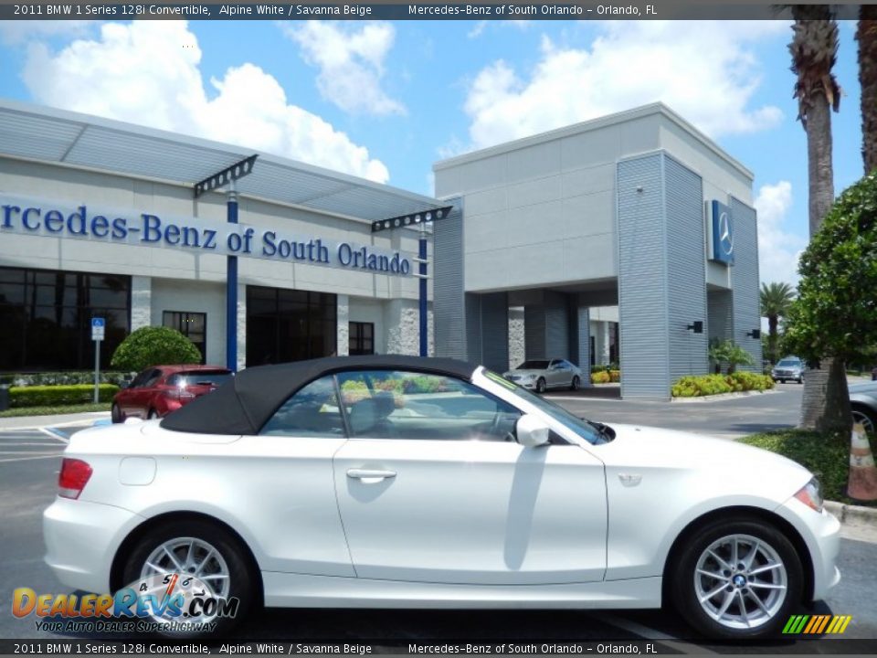 2011 BMW 1 Series 128i Convertible Alpine White / Savanna Beige Photo #8