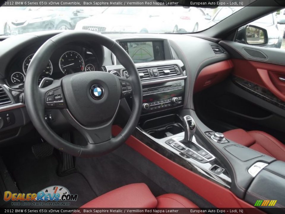 Vermillion Red Nappa Leather Interior - 2012 BMW 6 Series 650i xDrive Convertible Photo #8