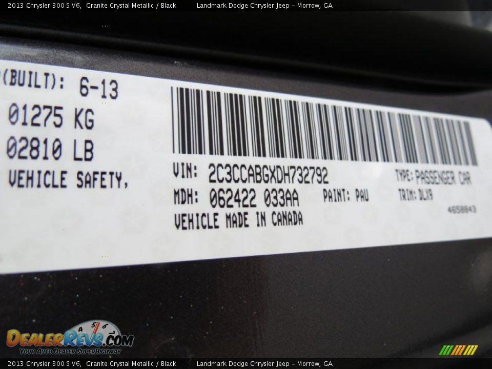 2013 Chrysler 300 S V6 Granite Crystal Metallic / Black Photo #10