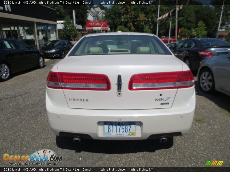 2010 Lincoln MKZ AWD White Platinum Tri-Coat / Light Camel Photo #7