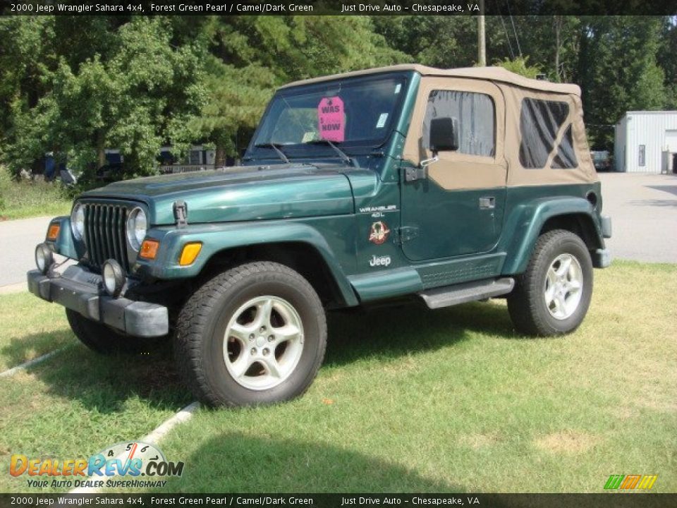 2000 Jeep Wrangler Sahara 4x4 Forest Green Pearl / Camel/Dark Green Photo #2