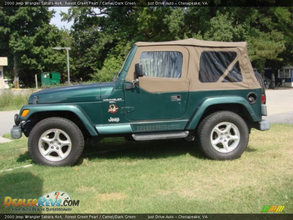 2000 Jeep Wrangler Sahara 4x4 Forest Green Pearl / Camel/Dark Green Photo #3