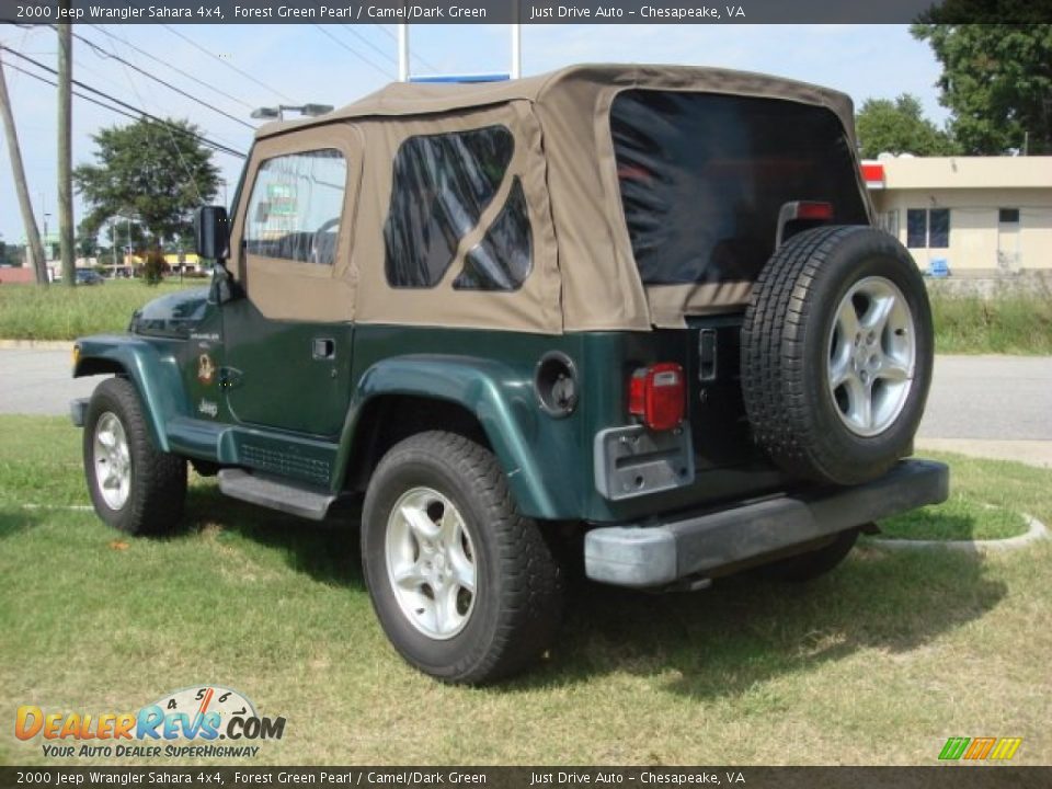 2000 Jeep Wrangler Sahara 4x4 Forest Green Pearl / Camel/Dark Green Photo #4