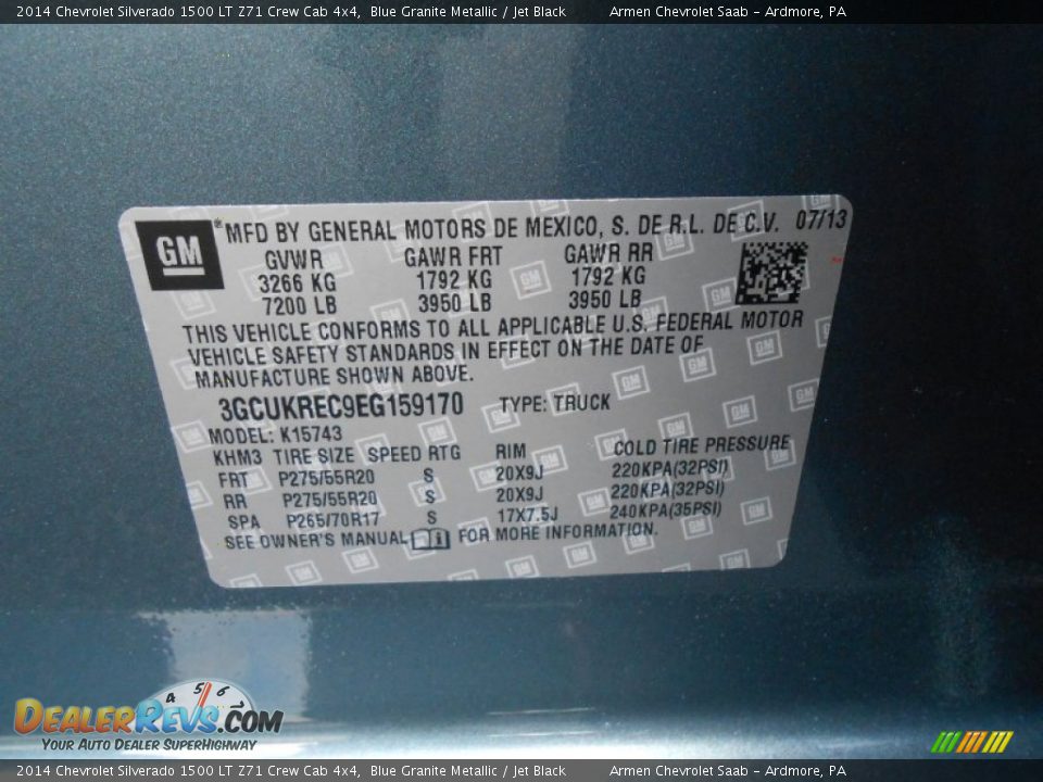 2014 Chevrolet Silverado 1500 LT Z71 Crew Cab 4x4 Blue Granite Metallic / Jet Black Photo #15