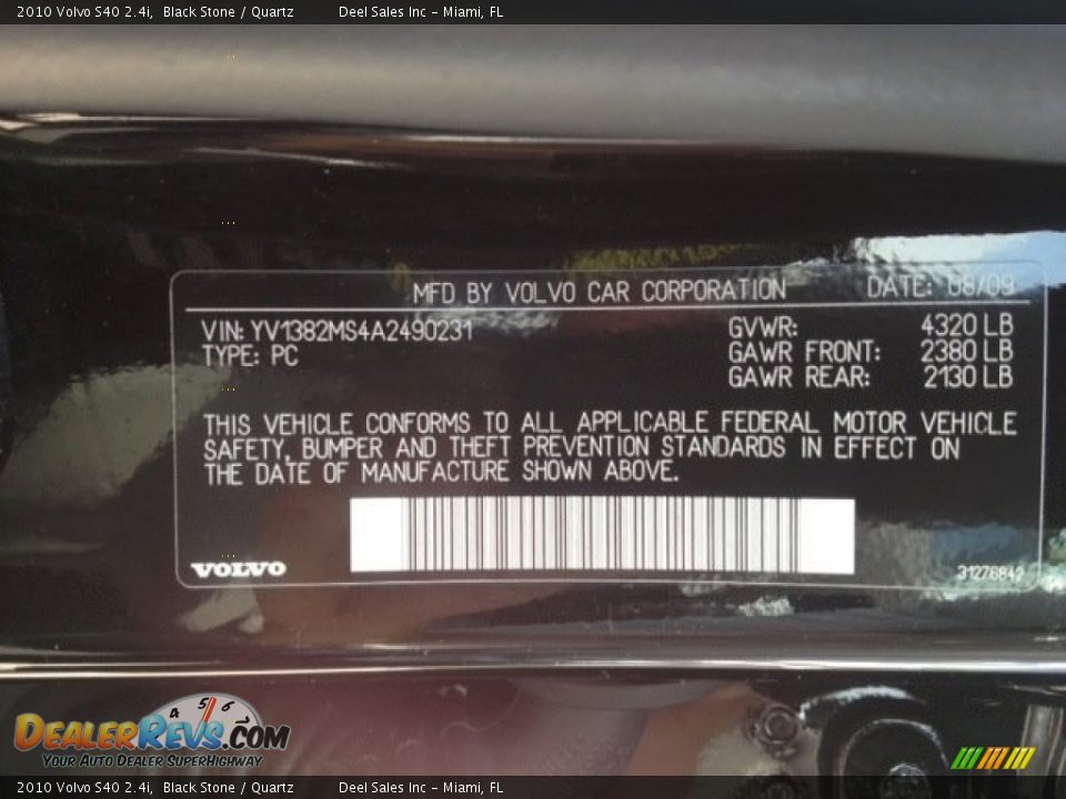 2010 Volvo S40 2.4i Black Stone / Quartz Photo #14