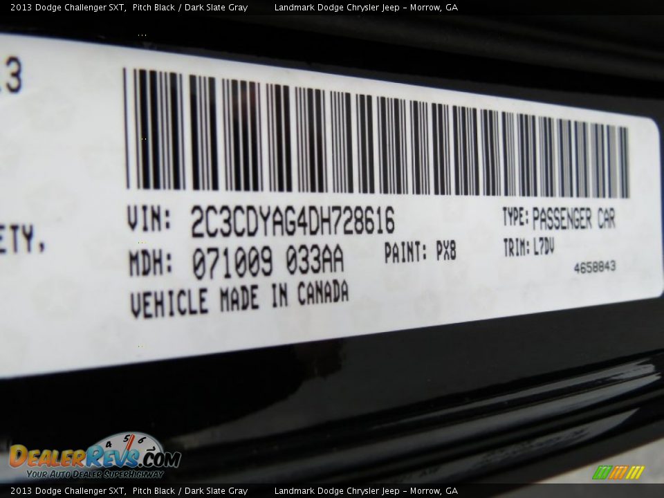 2013 Dodge Challenger SXT Pitch Black / Dark Slate Gray Photo #10