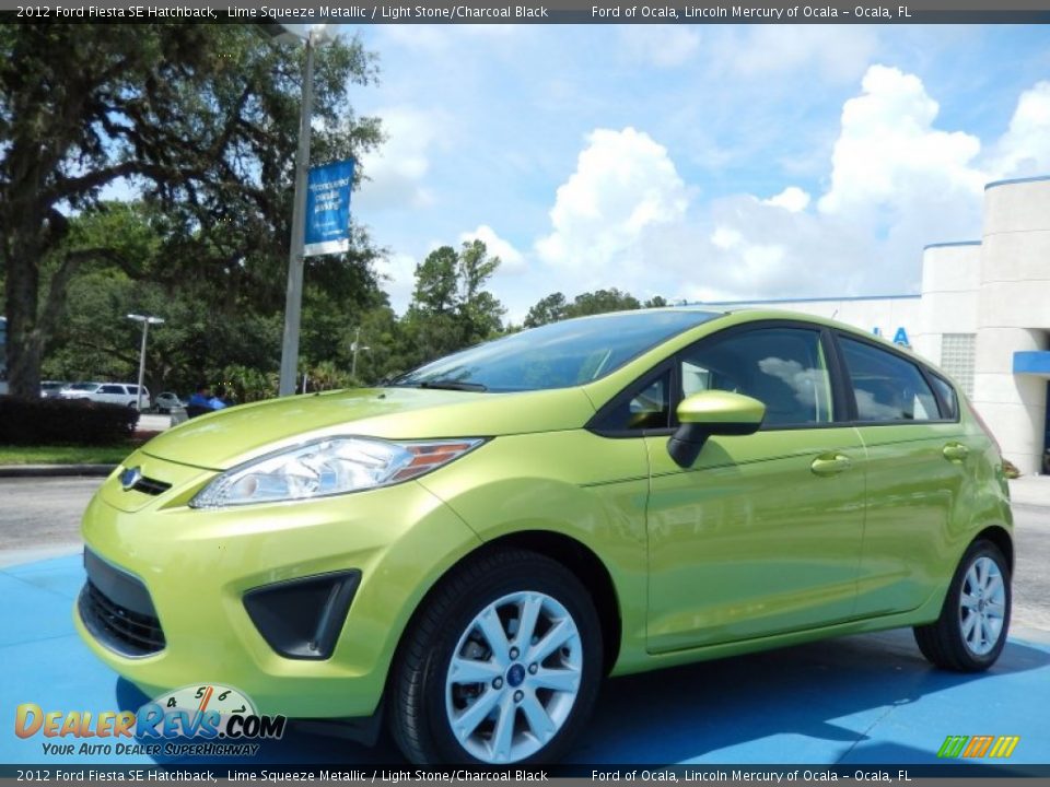 2012 Ford Fiesta SE Hatchback Lime Squeeze Metallic / Light Stone/Charcoal Black Photo #1