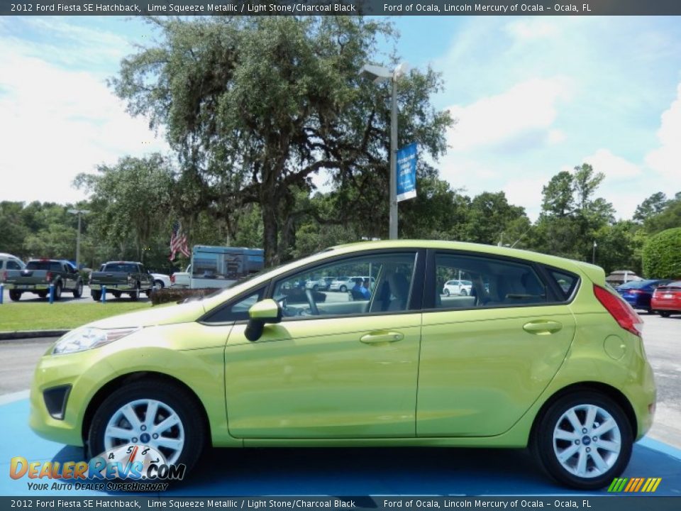 2012 Ford Fiesta SE Hatchback Lime Squeeze Metallic / Light Stone/Charcoal Black Photo #2