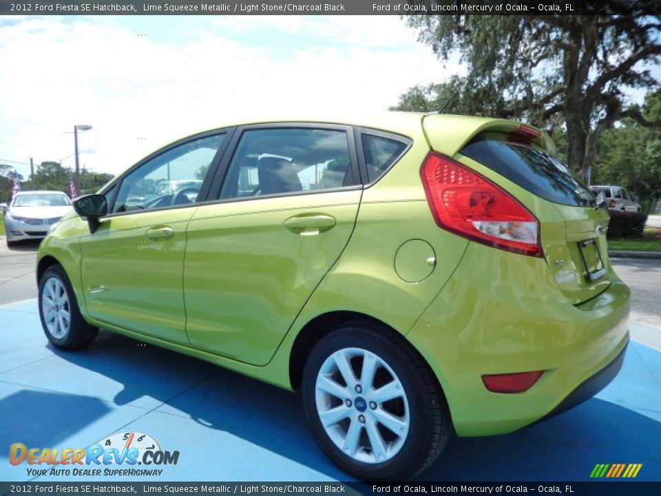 2012 Ford Fiesta SE Hatchback Lime Squeeze Metallic / Light Stone/Charcoal Black Photo #3