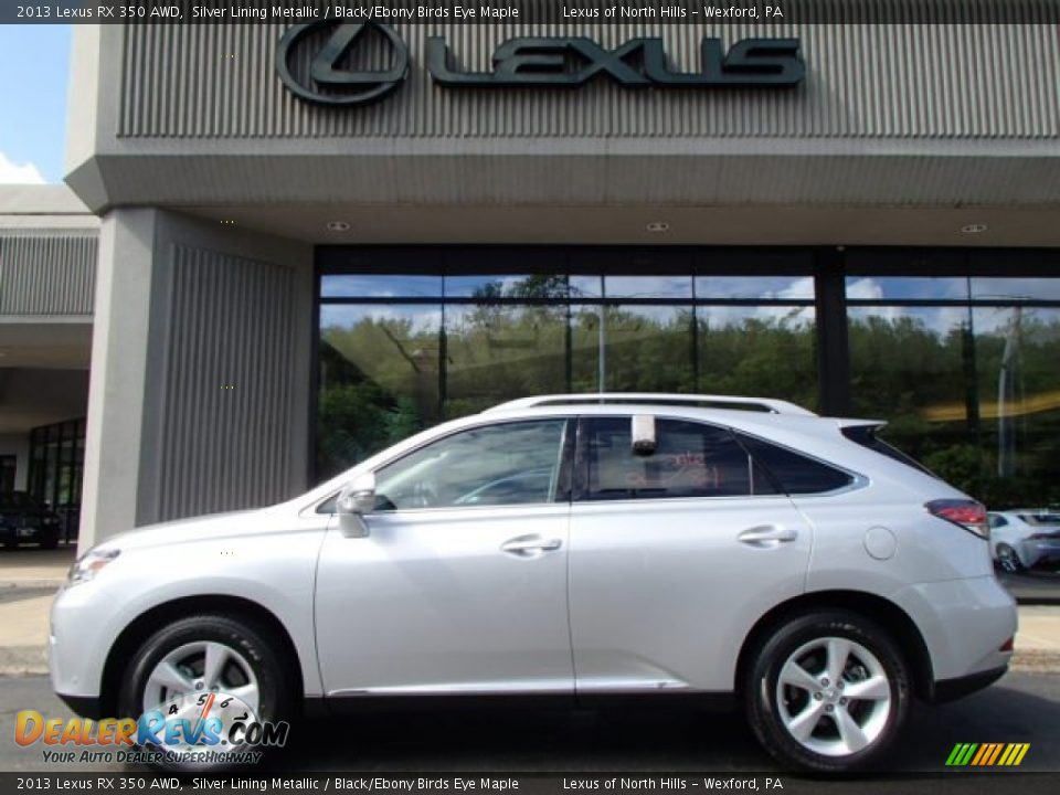 2013 Lexus RX 350 AWD Silver Lining Metallic / Black/Ebony Birds Eye Maple Photo #2