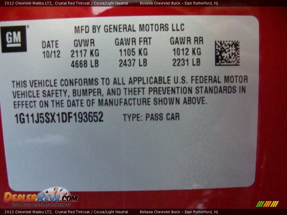 2013 Chevrolet Malibu LTZ Crystal Red Tintcoat / Cocoa/Light Neutral Photo #15
