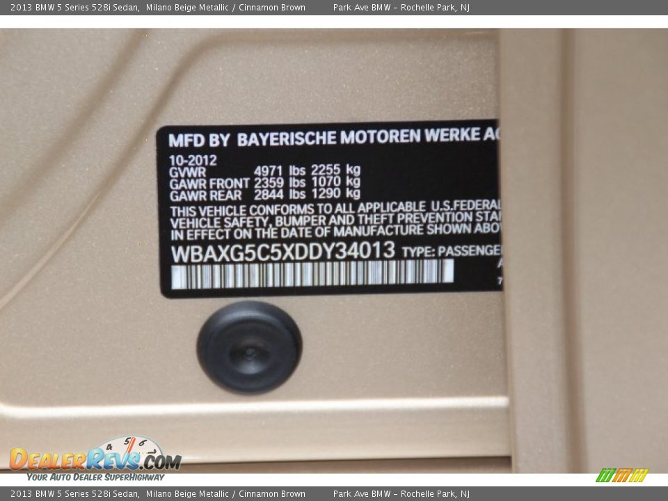 2013 BMW 5 Series 528i Sedan Milano Beige Metallic / Cinnamon Brown Photo #34