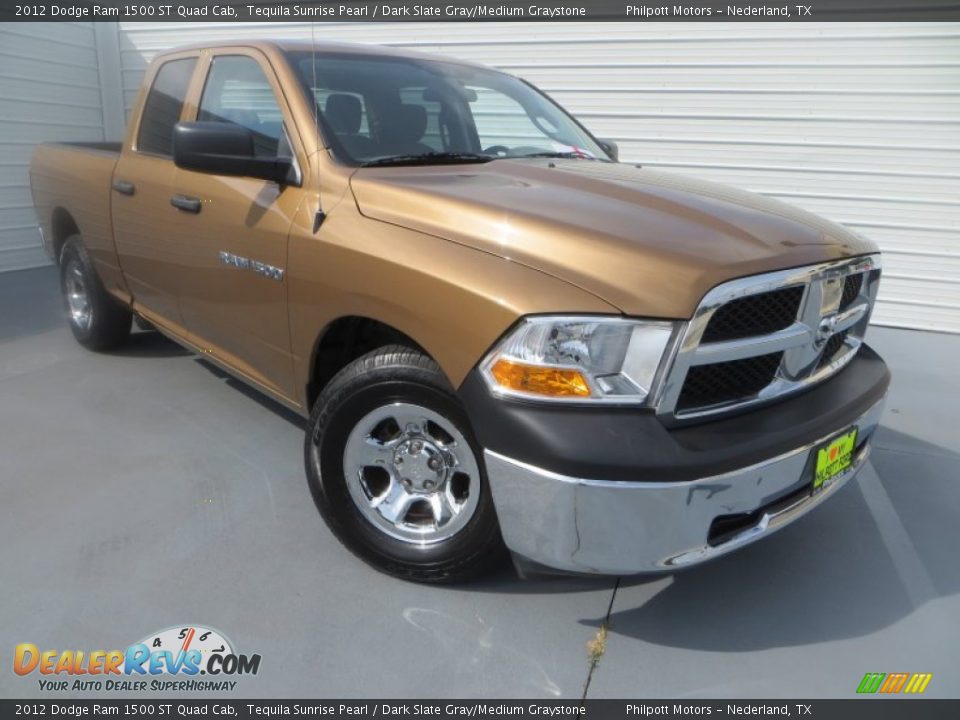 2012 Dodge Ram 1500 ST Quad Cab Tequila Sunrise Pearl / Dark Slate Gray/Medium Graystone Photo #2