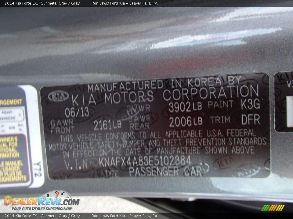 2014 Kia Forte EX Gunmetal Gray / Gray Photo #20