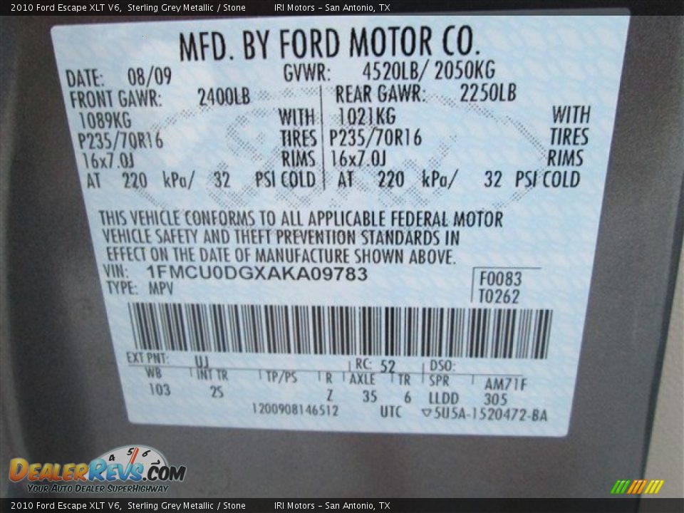 2010 Ford Escape XLT V6 Sterling Grey Metallic / Stone Photo #8