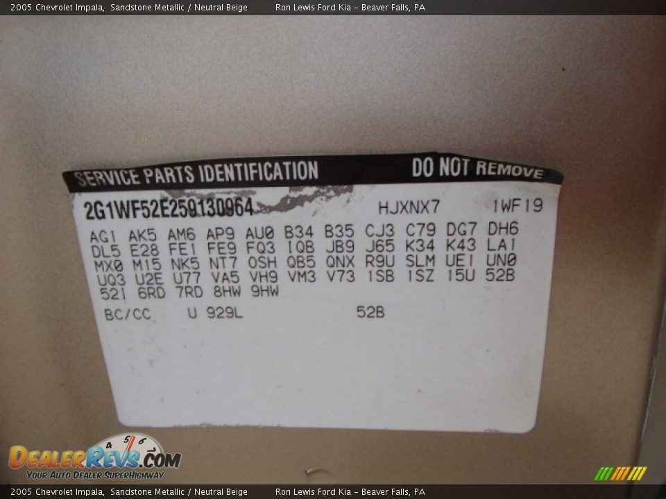 2005 Chevrolet Impala Sandstone Metallic / Neutral Beige Photo #20