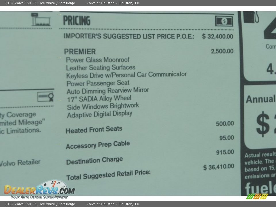 2014 Volvo S60 T5 Ice White / Soft Beige Photo #5