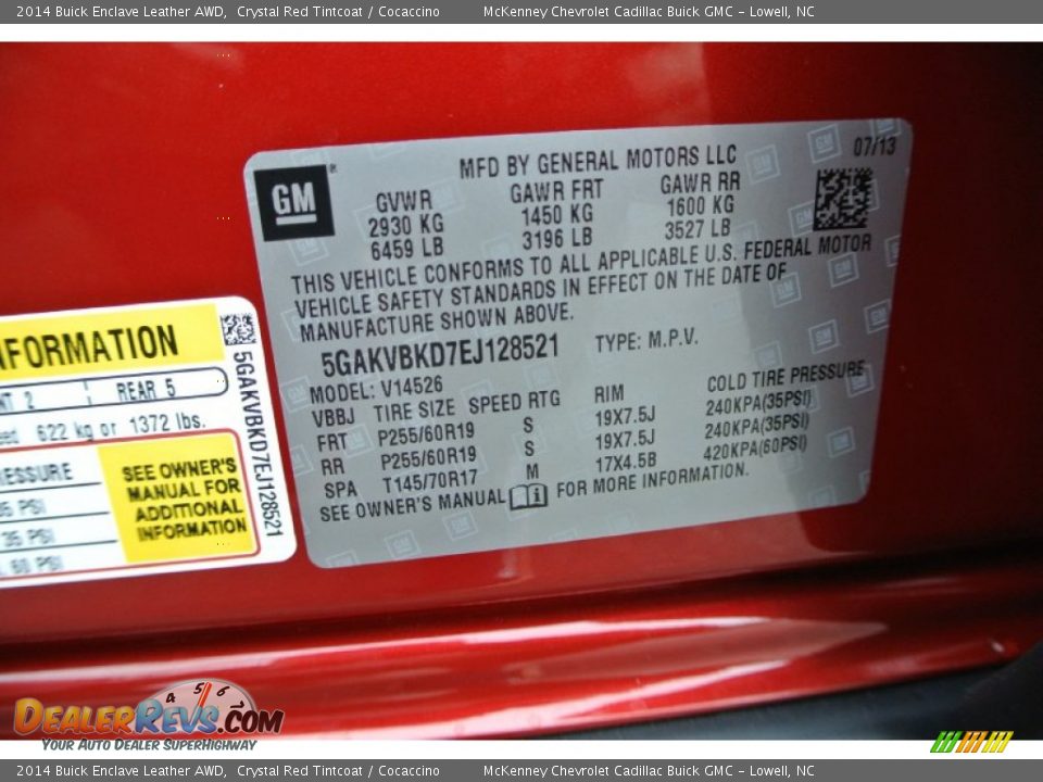 2014 Buick Enclave Leather AWD Crystal Red Tintcoat / Cocaccino Photo #8