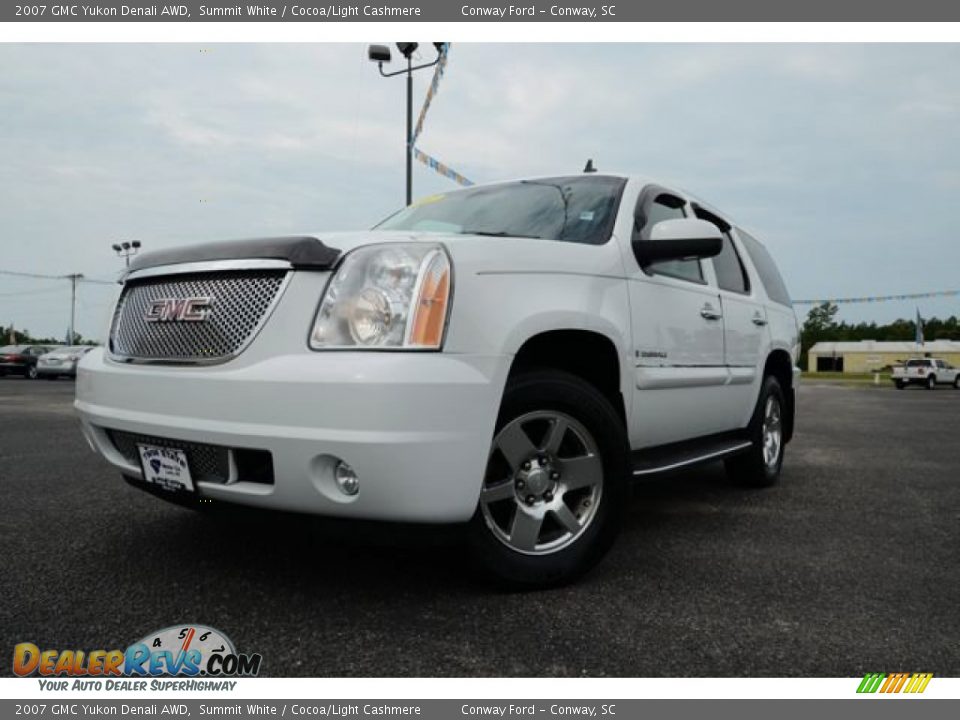 2007 GMC Yukon Denali AWD Summit White / Cocoa/Light Cashmere Photo #1