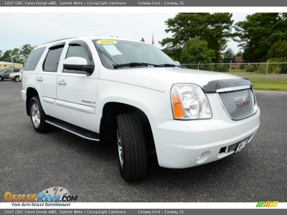 2007 GMC Yukon Denali AWD Summit White / Cocoa/Light Cashmere Photo #3