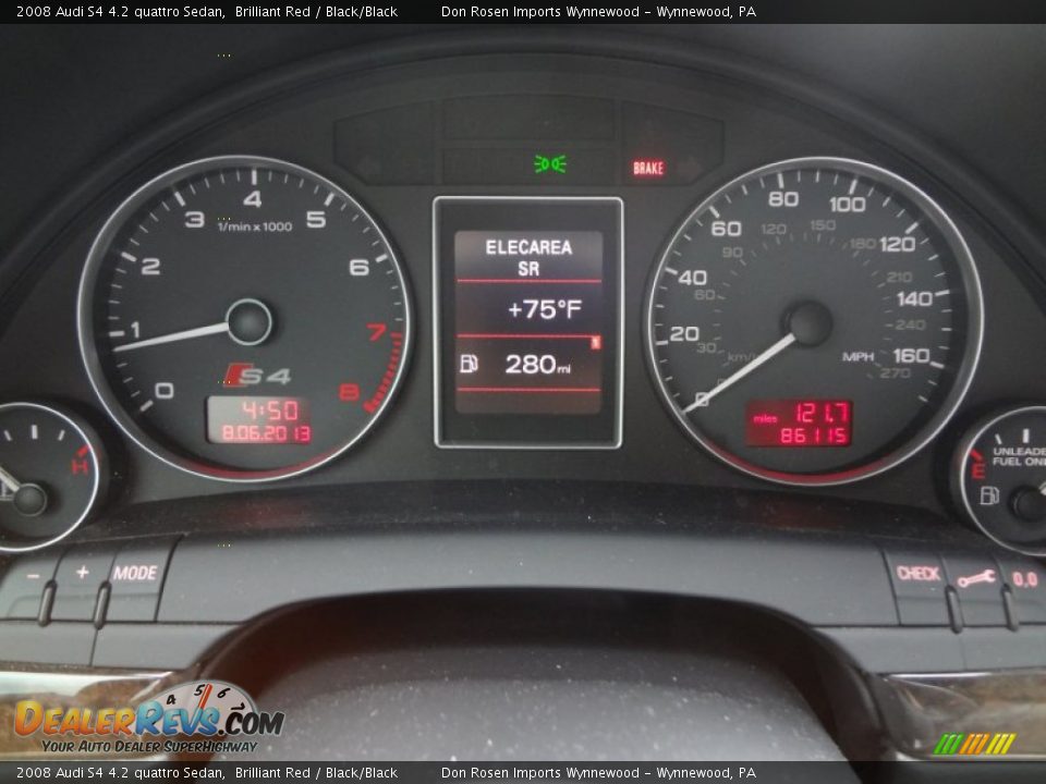 2008 Audi S4 4.2 quattro Sedan Brilliant Red / Black/Black Photo #12