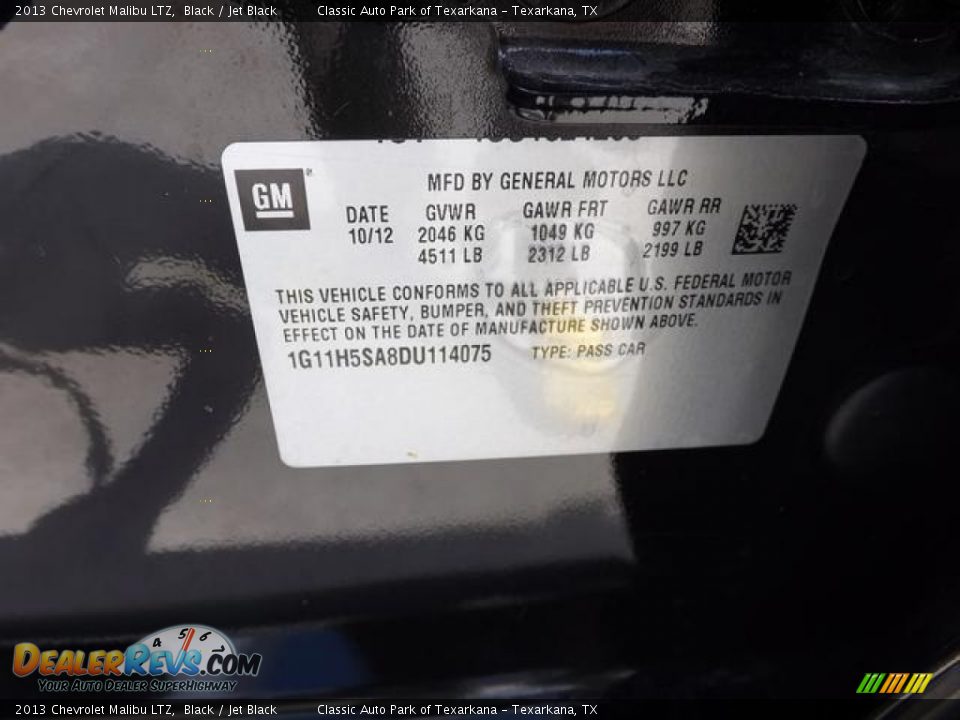 2013 Chevrolet Malibu LTZ Black / Jet Black Photo #28