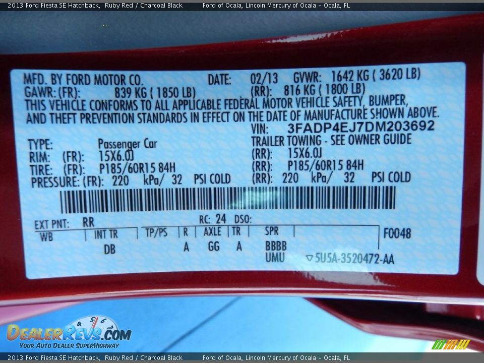 2013 Ford Fiesta SE Hatchback Ruby Red / Charcoal Black Photo #12