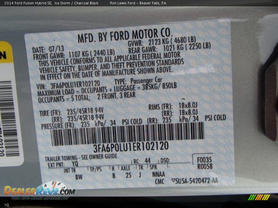 Ford Color Code YQ Ice Storm