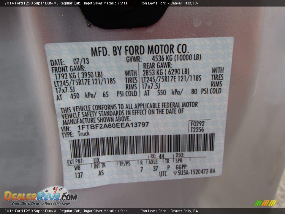 2014 Ford F250 Super Duty XL Regular Cab Ingot Silver Metallic / Steel Photo #20
