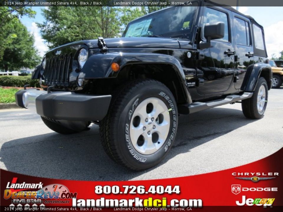 2014 Jeep Wrangler Unlimited Sahara 4x4 Black / Black Photo #1
